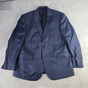 3JOS A BANK Blazer Men’s 46R Blue Plaid Wool Cashmere Blend E. Thomas